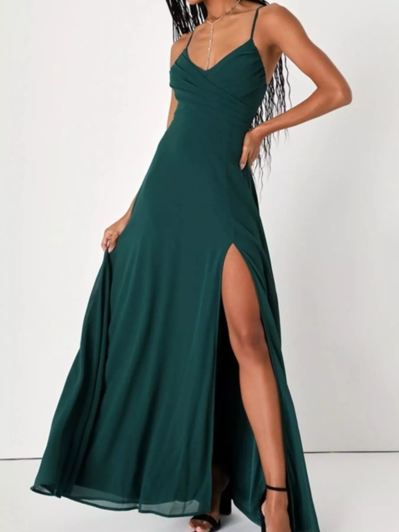 Crisscross Back Slit Maxi Dress