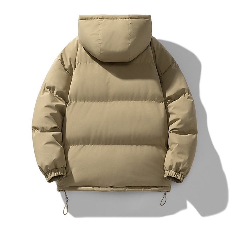 Men's Hoodie Coat Winter Fashion Solid ZIp-up Thickened Cotton-padded Jacket Casual Warm Outwear Top Clothing