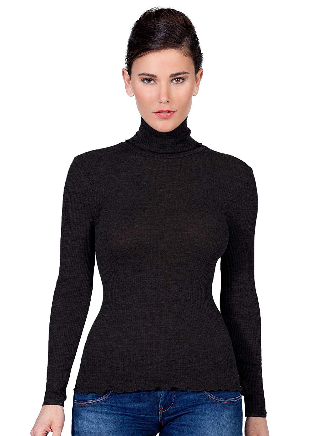 EGi Luxury Wool Silk Turtleneck Long Sleeve Top. Proudly Made in Italy (1494) - Overture Gifts