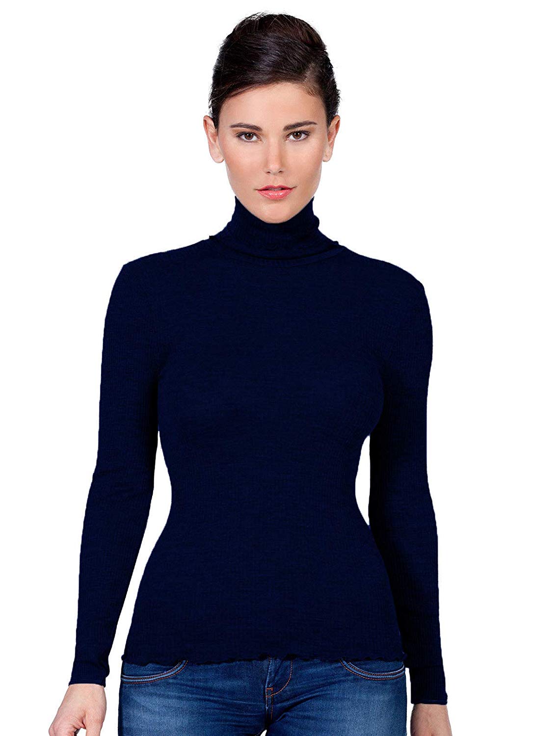 EGi Luxury Wool Silk Turtleneck Long Sleeve Top. Proudly Made in Italy (1494) - Overture Gifts