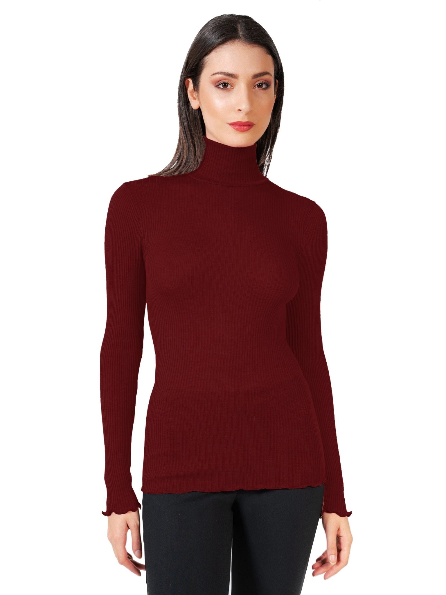 EGi Luxury Wool Silk Turtleneck Long Sleeve Top. Proudly Made in Italy (1494) - Overture Gifts