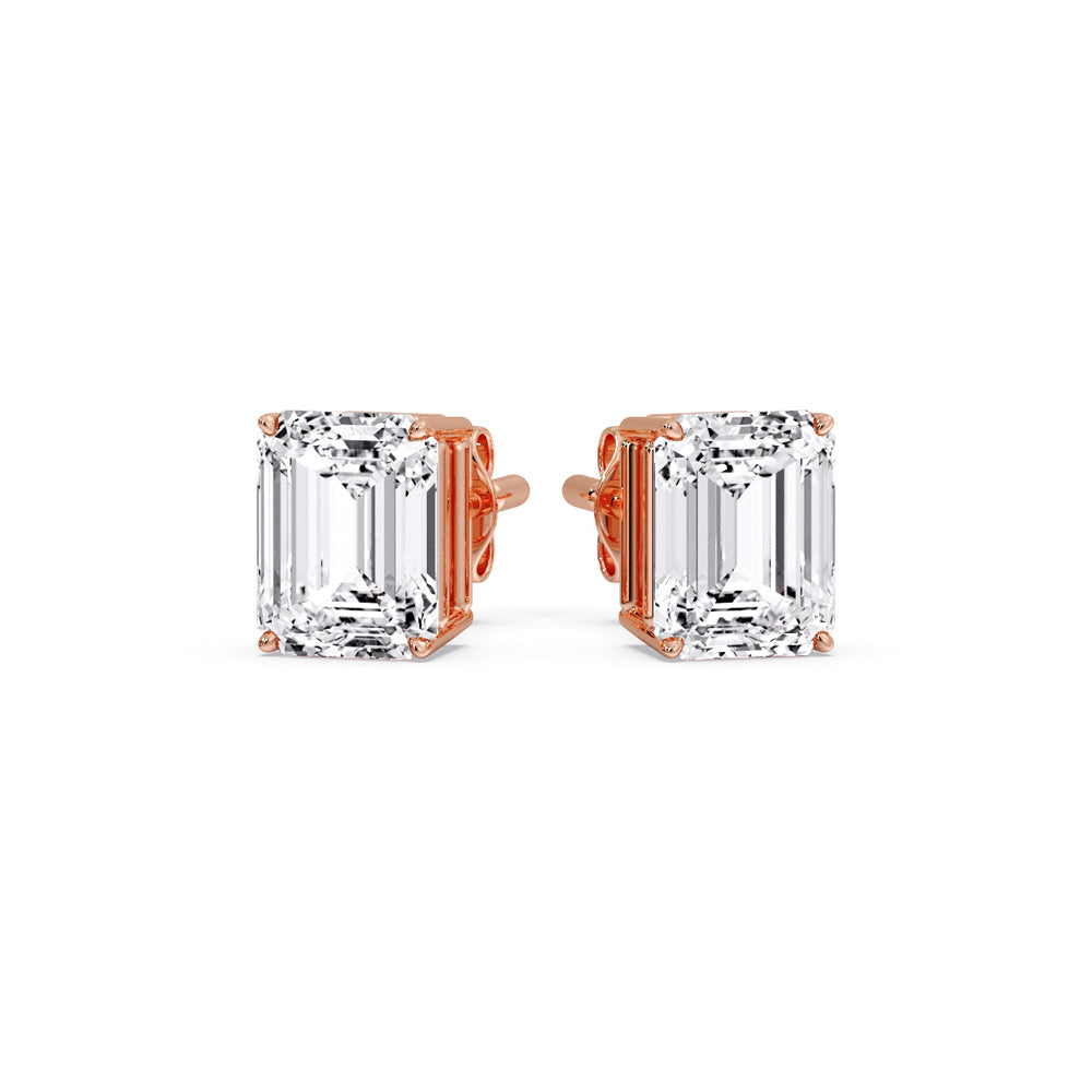 IGI Certified Emerald Cut Diamond Solitaire Stud Earrings