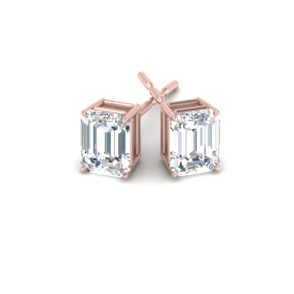 IGI Certified Emerald Cut Diamond Solitaire Stud Earrings