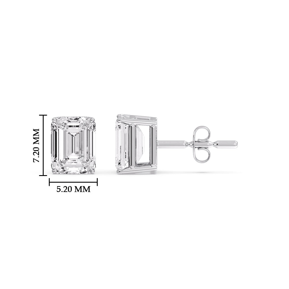IGI Certified Emerald Cut Diamond Solitaire Stud Earrings