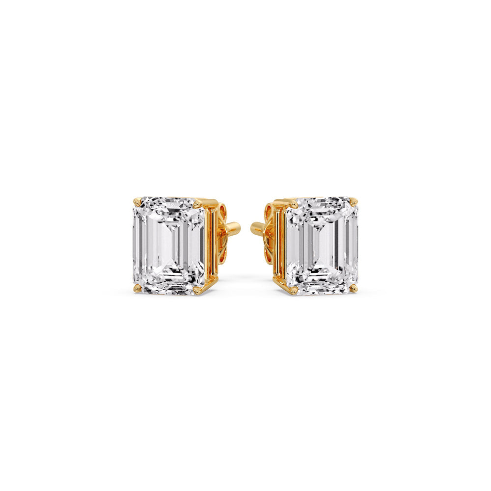 IGI Certified Emerald Cut Diamond Solitaire Stud Earrings