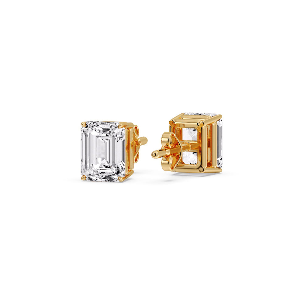 IGI Certified Emerald Cut Diamond Solitaire Stud Earrings