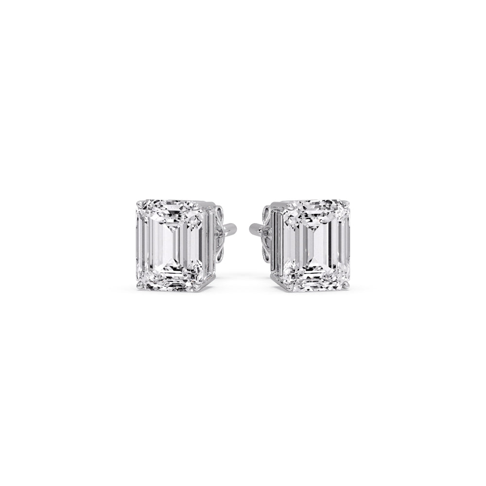 IGI Certified Emerald Cut Diamond Solitaire Stud Earrings