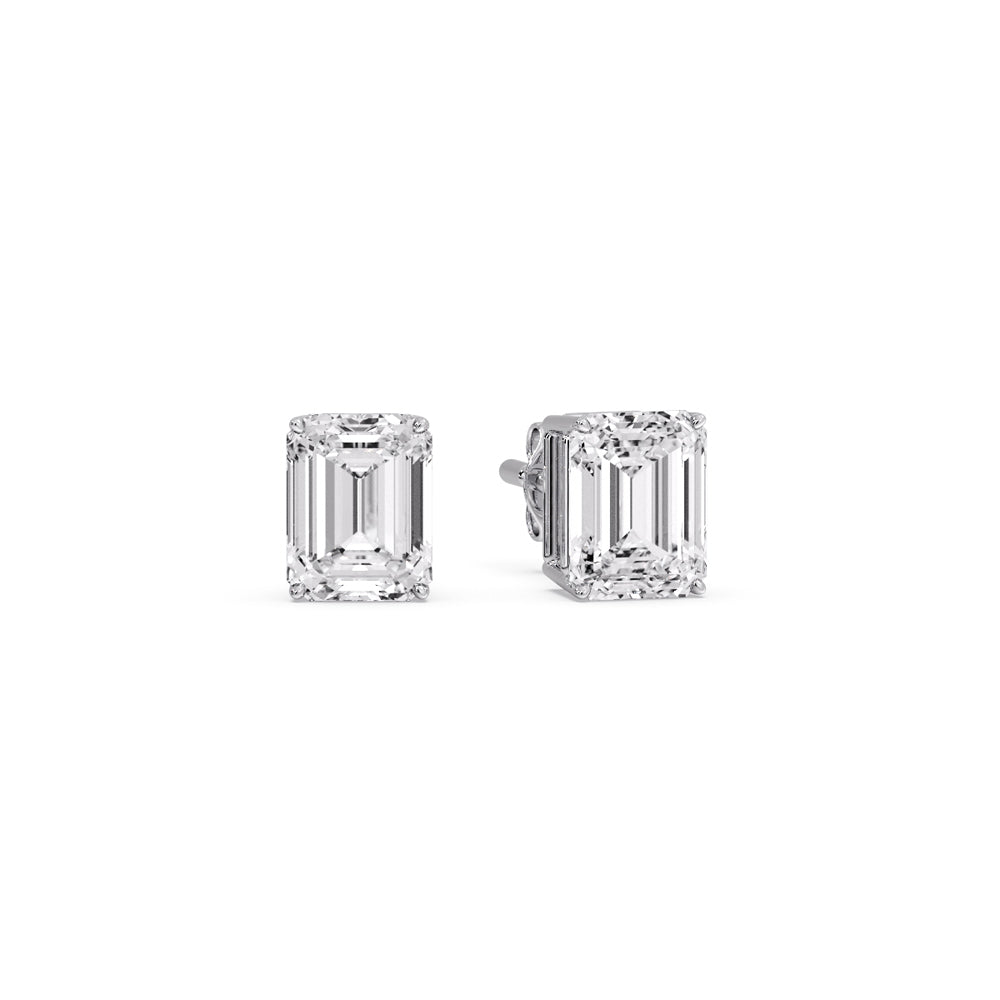 IGI Certified Emerald Cut Diamond Solitaire Stud Earrings