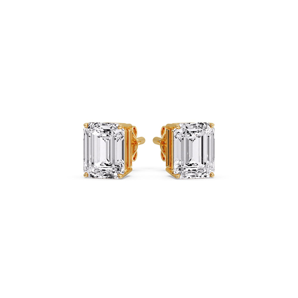 IGI Certified Emerald Cut Diamond Solitaire Stud Earrings
