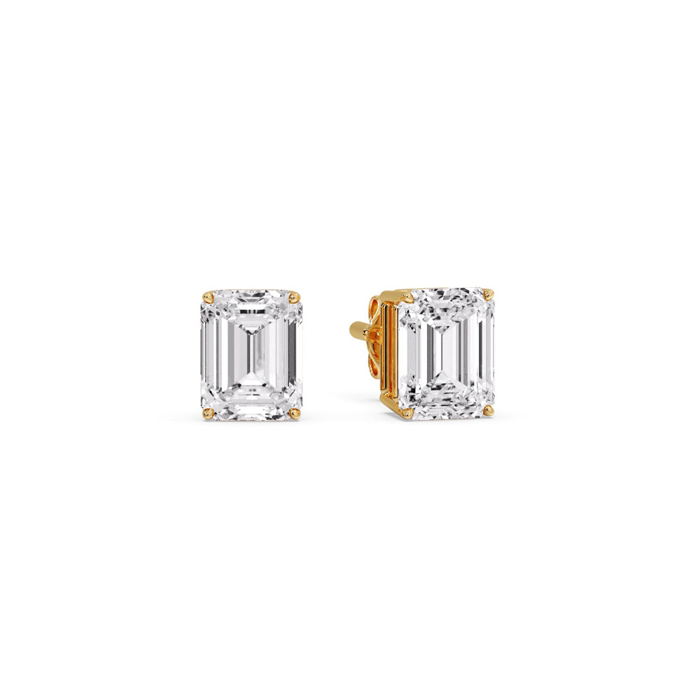 IGI Certified Emerald Cut Diamond Solitaire Stud Earrings