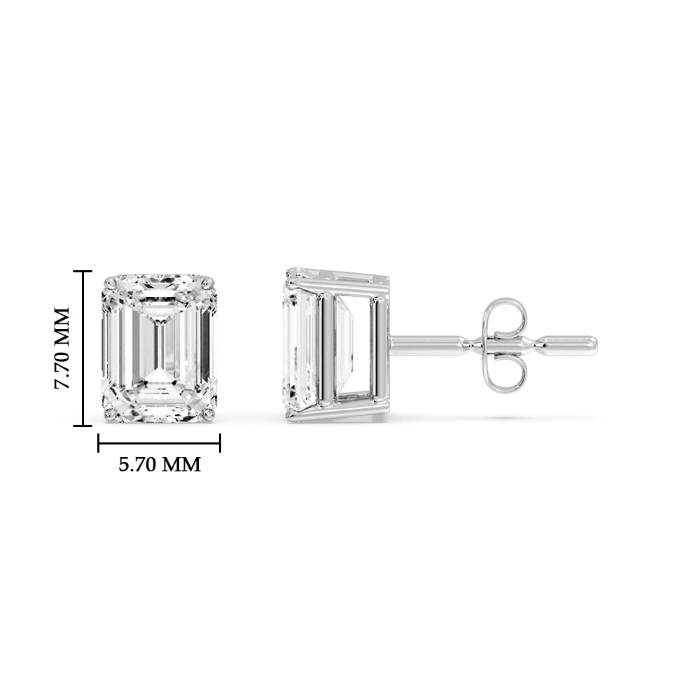 IGI Certified Emerald Cut Diamond Solitaire Stud Earrings
