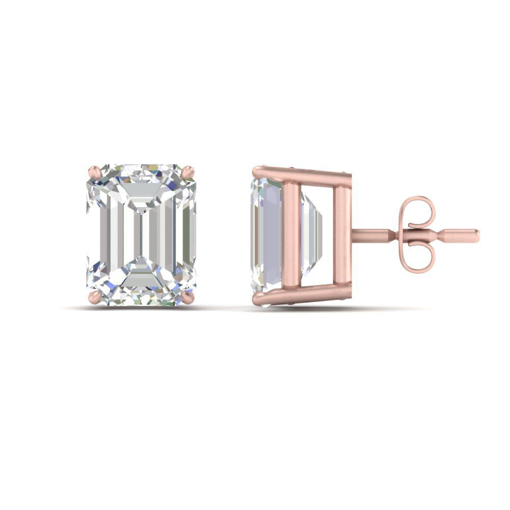 IGI Certified Emerald Cut Diamond Solitaire Stud Earrings