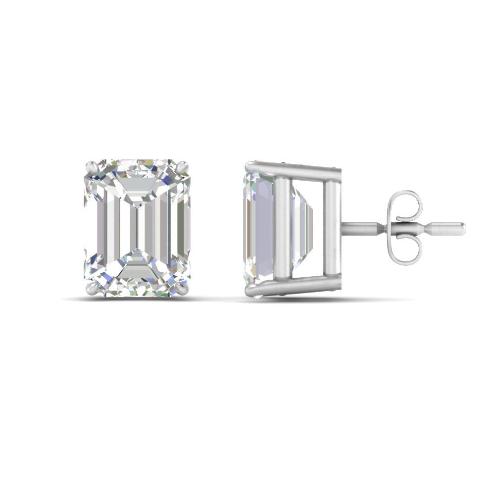 IGI Certified Emerald Cut Diamond Solitaire Stud Earrings