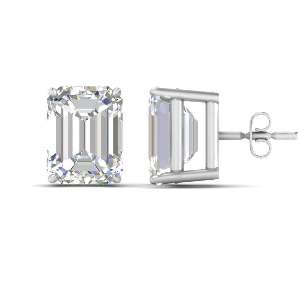 IGI Certified Emerald Cut Diamond Solitaire Stud Earrings