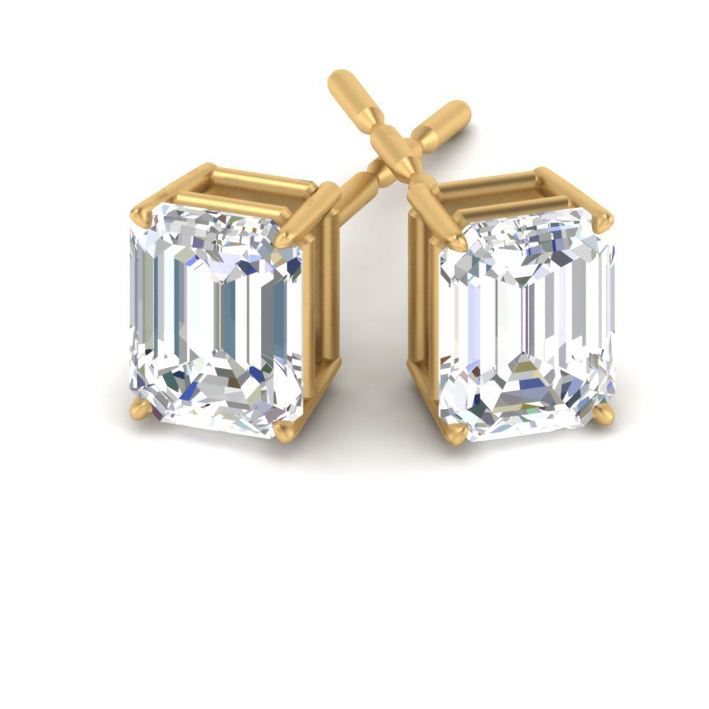 IGI Certified Emerald Cut Diamond Solitaire Stud Earrings