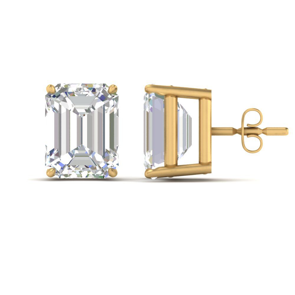 IGI Certified Emerald Cut Diamond Solitaire Stud Earrings