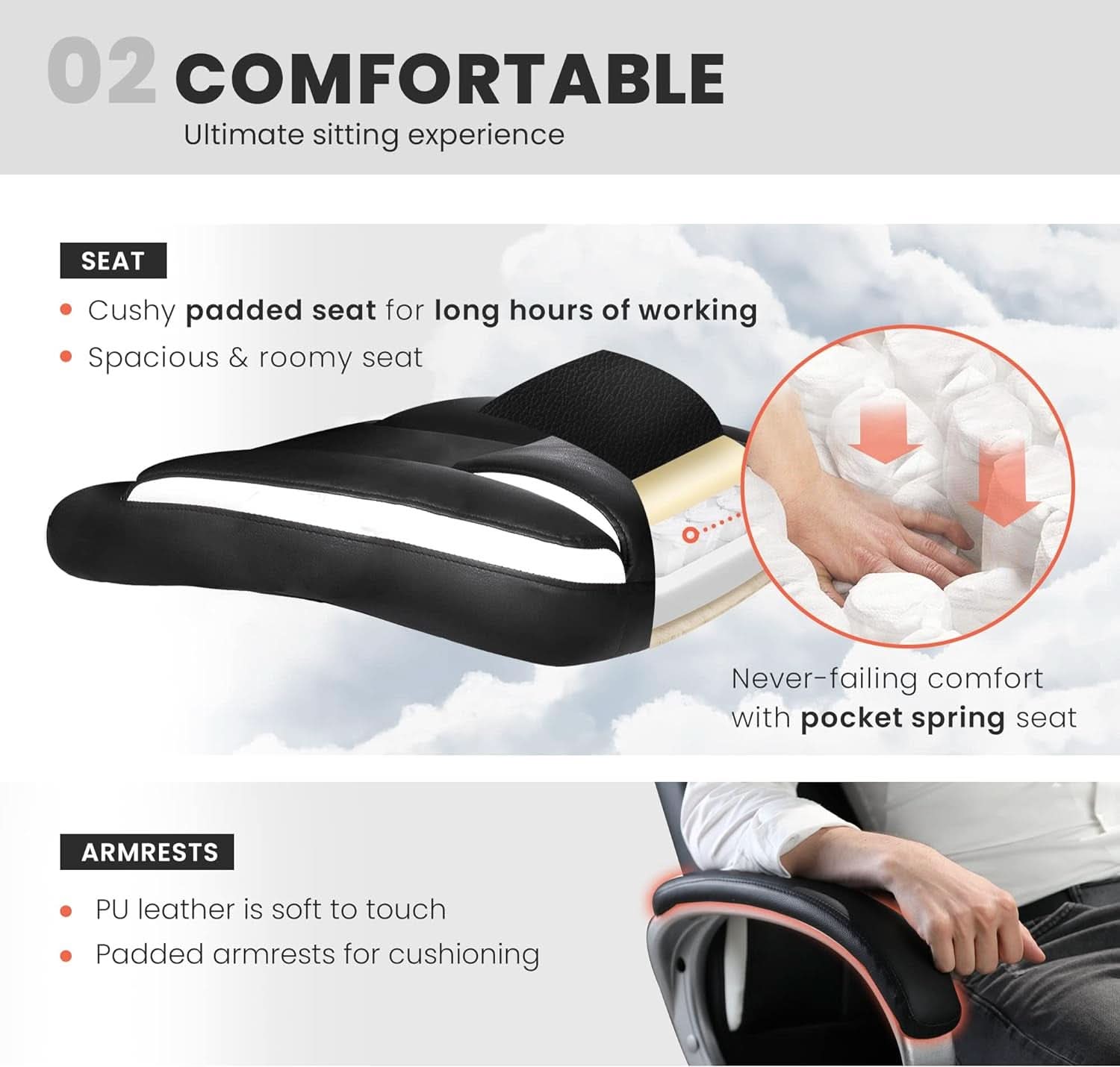 Ergonomic Black Leather Office Chair With Lumbar Support - Overture Gifts