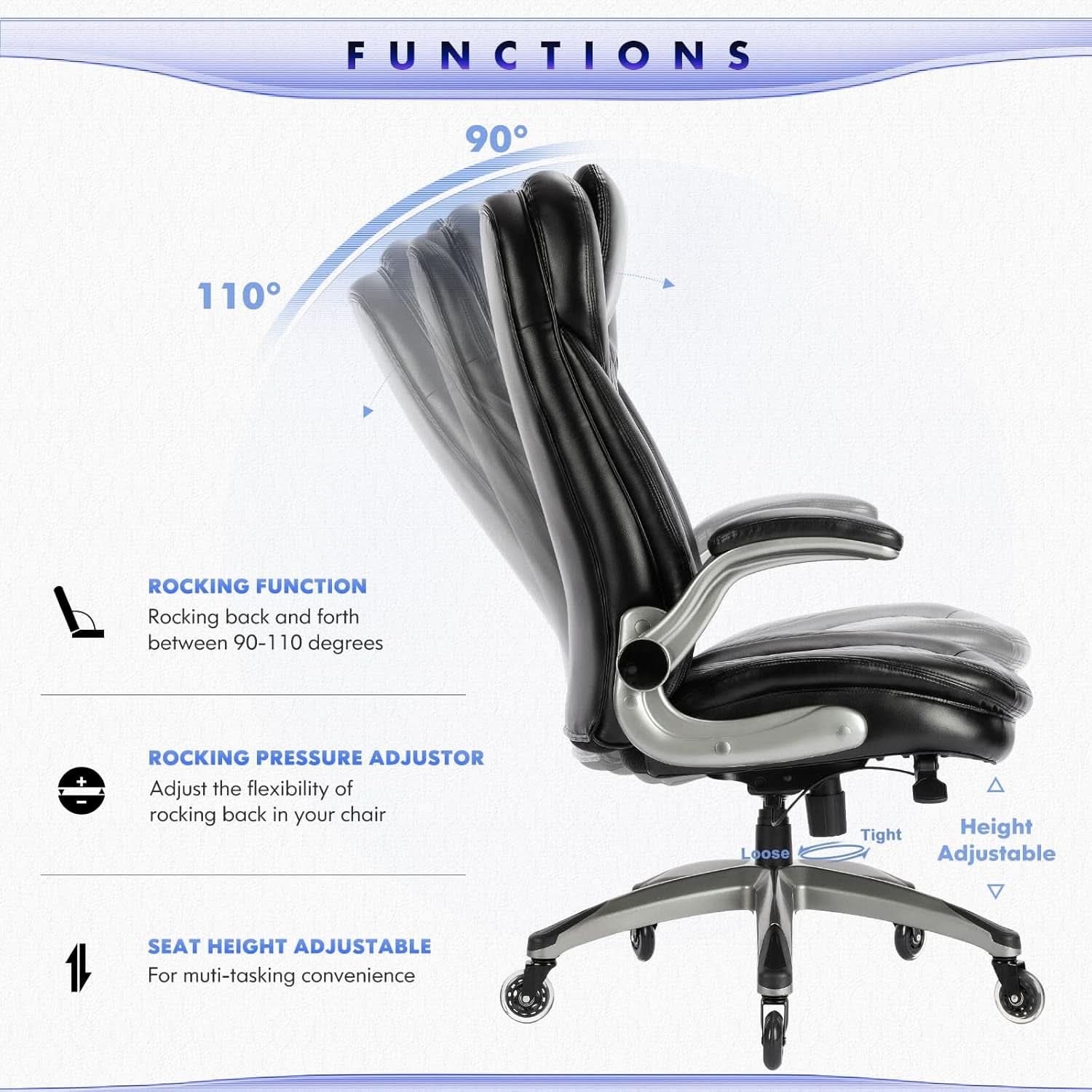 Ergonomic High Back Leather Office Chair For Home Use - Overture Gifts