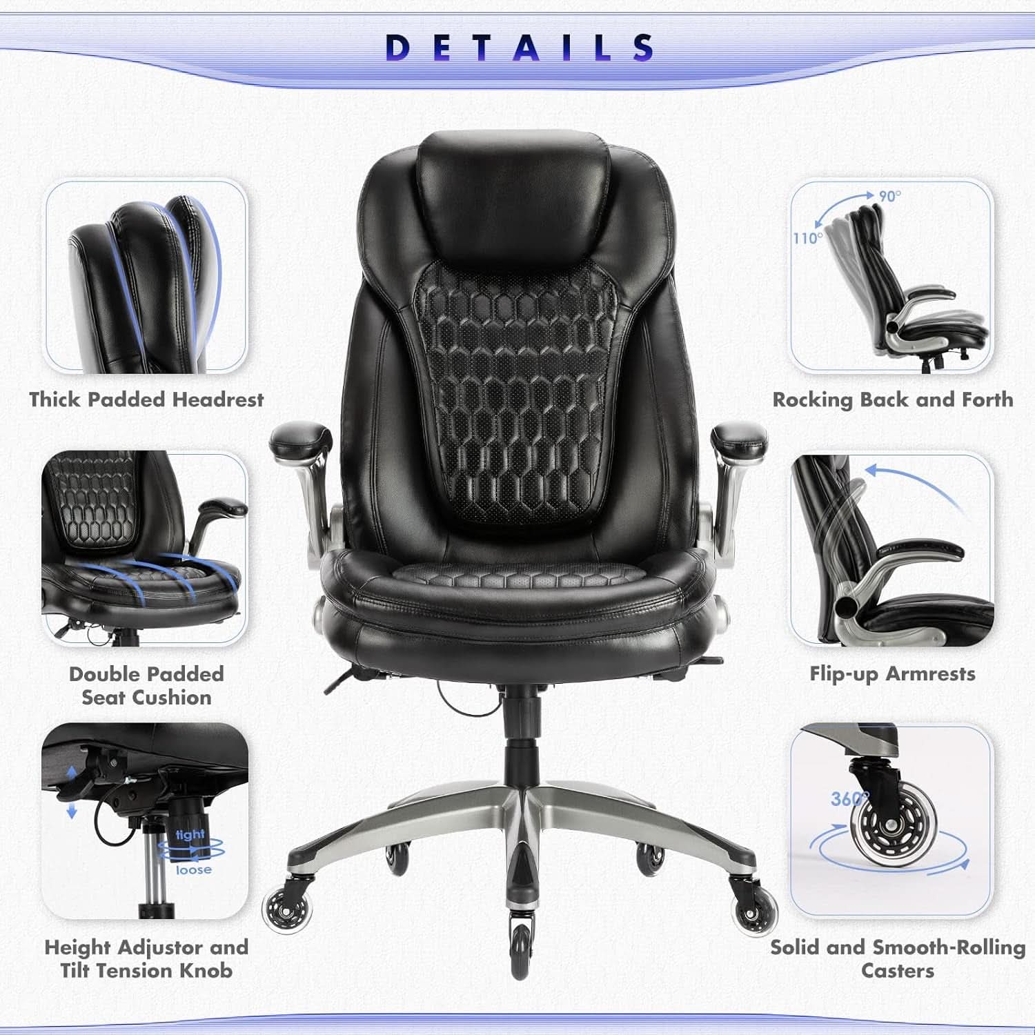 Ergonomic High Back Leather Office Chair For Home Use - Overture Gifts