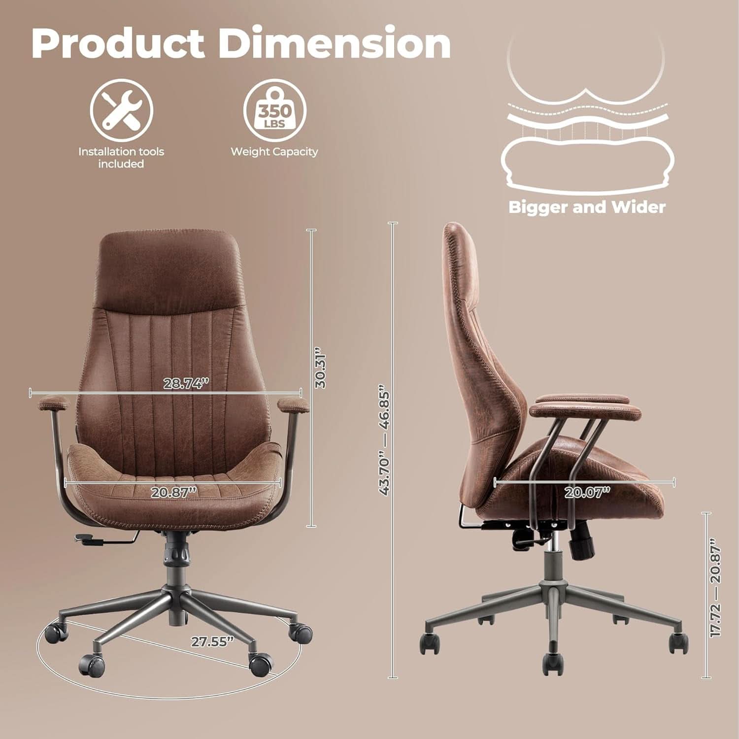 Ergonomic Office Chair High Back Dark Coffee Executive - Overture Gifts