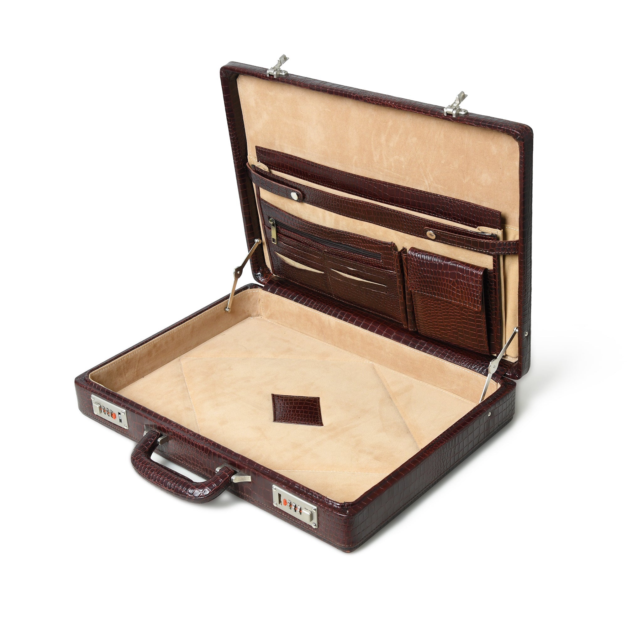 Executive Croco Leather Briefcase/Suitcase- Brown - Overture Gifts