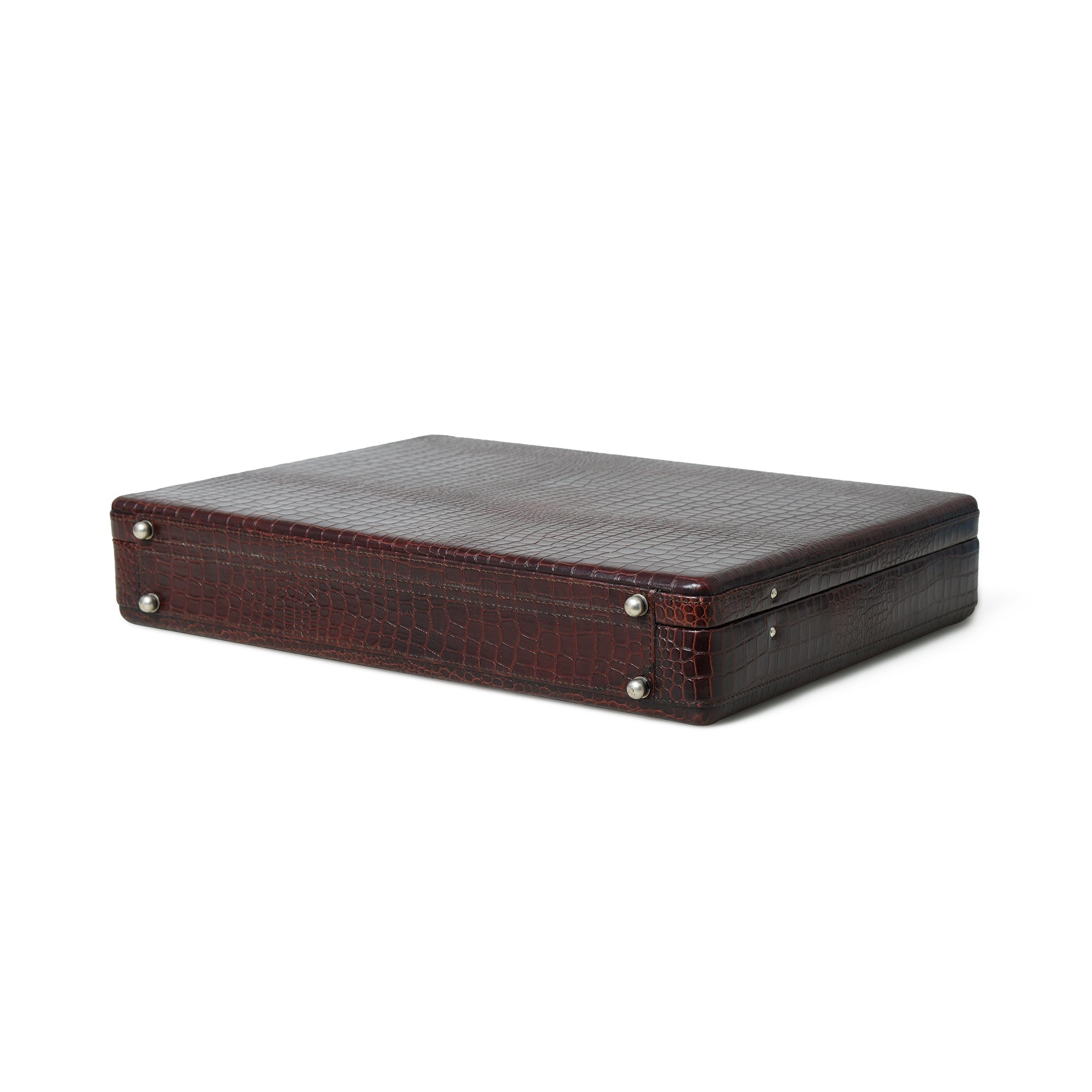 Executive Croco Leather Briefcase/Suitcase- Brown - Overture Gifts