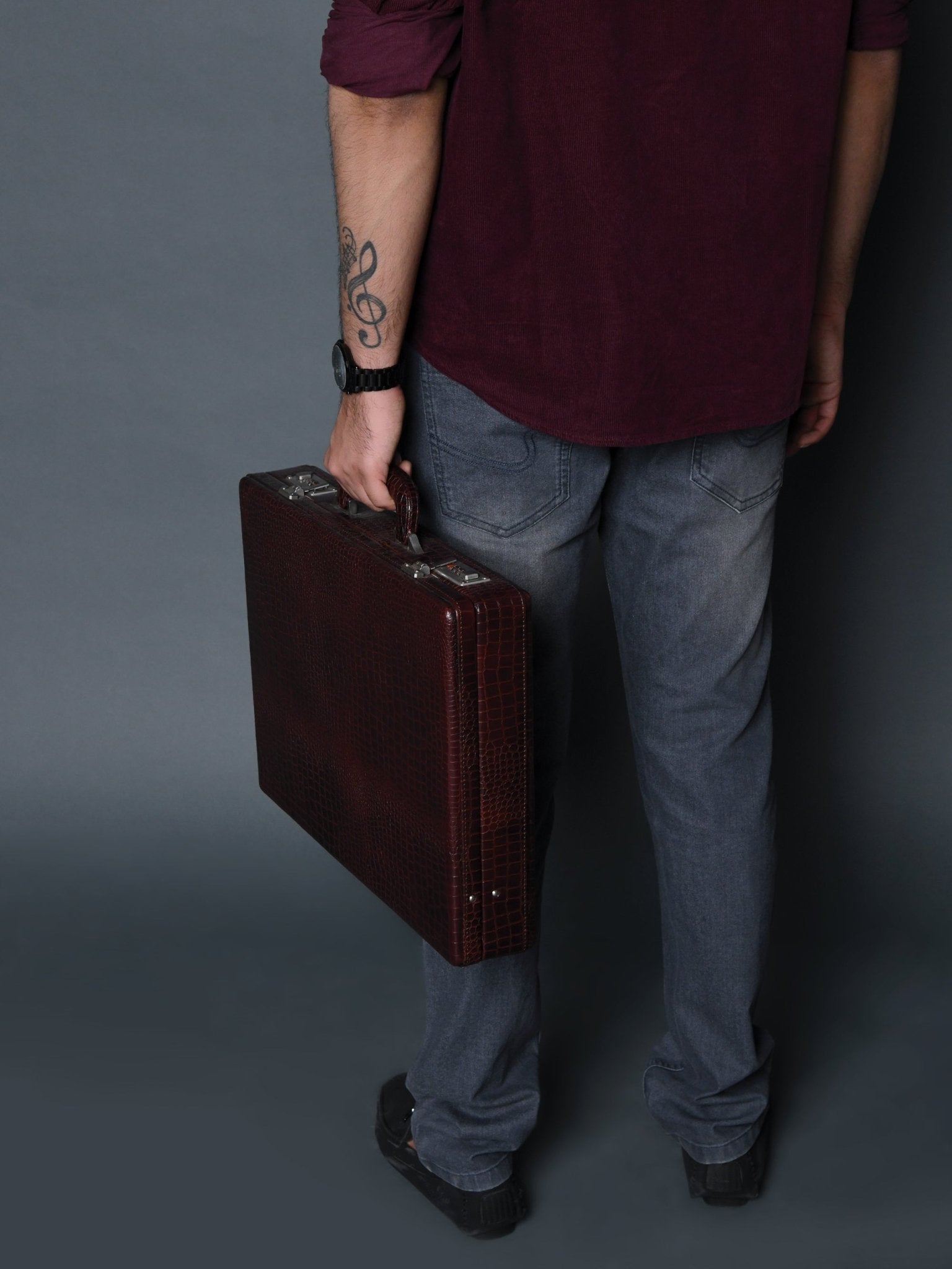 Executive Croco Leather Briefcase/Suitcase- Brown - Overture Gifts