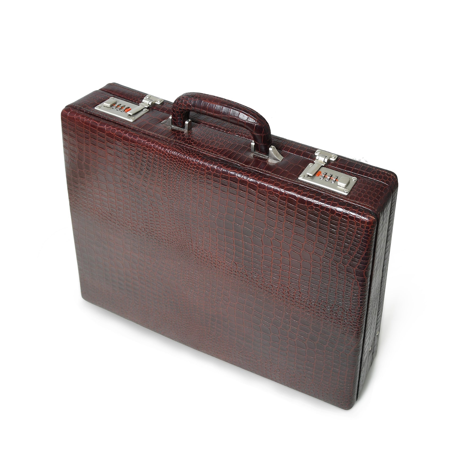 Executive Croco Leather Briefcase/Suitcase- Brown - Overture Gifts