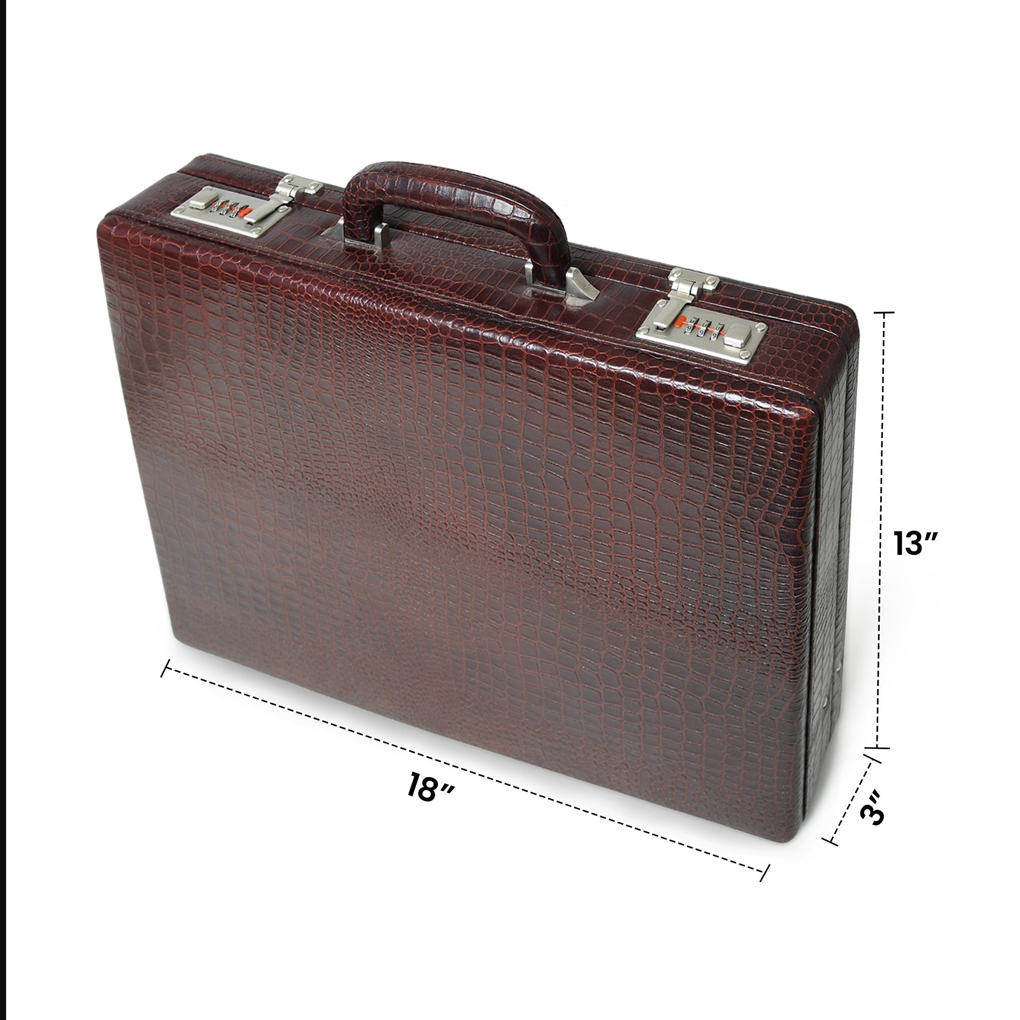 Executive Croco Leather Briefcase/Suitcase- Brown - Overture Gifts