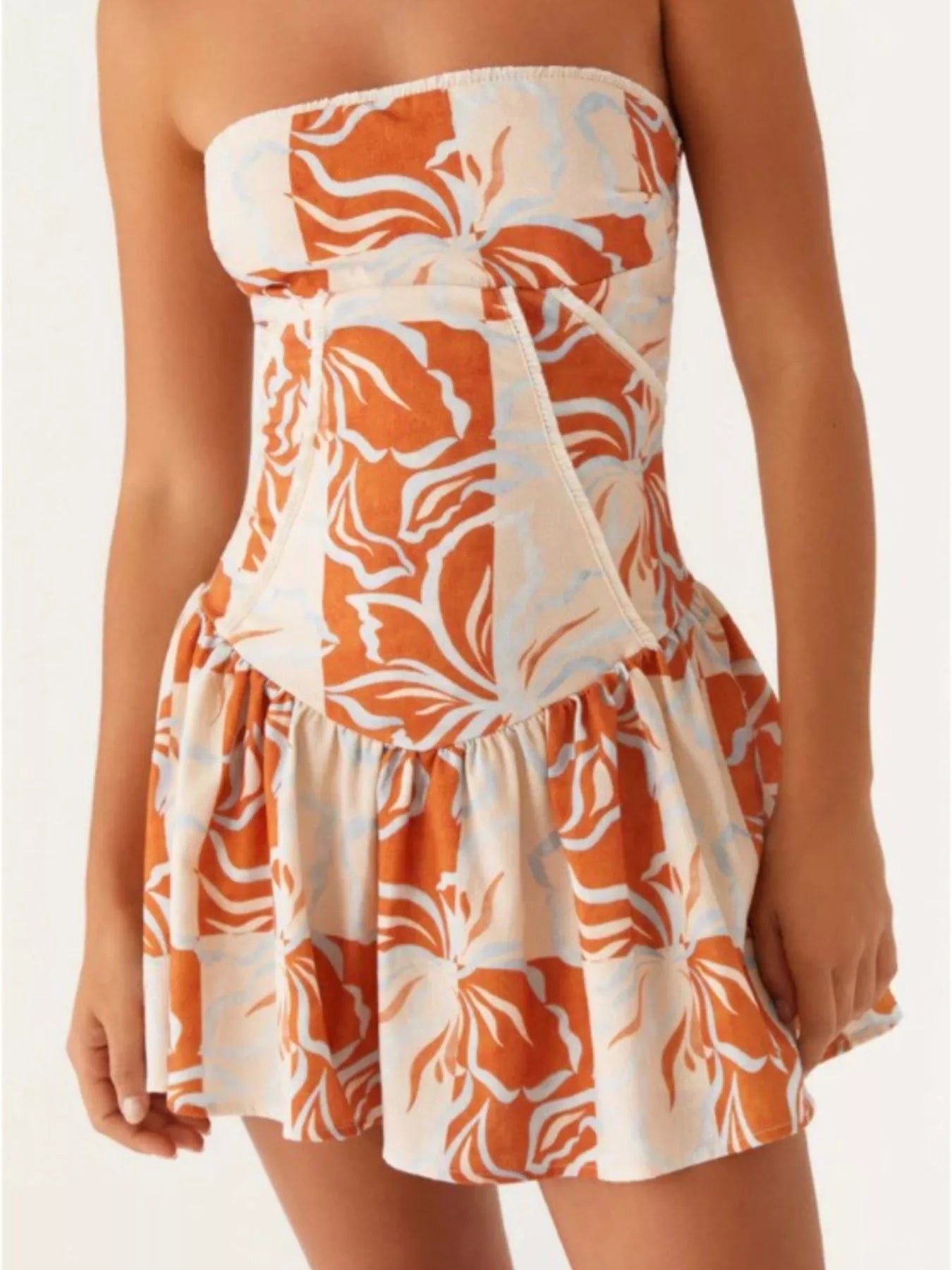 Lace Up Back Tube Dress
