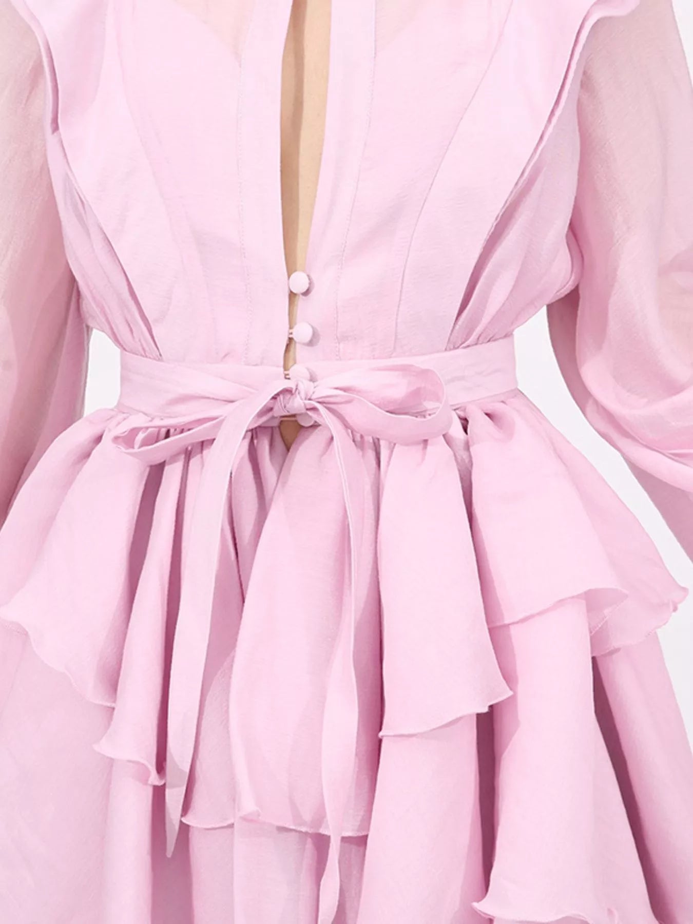 Ruffled Layered Long Sleeve Mini Dress
