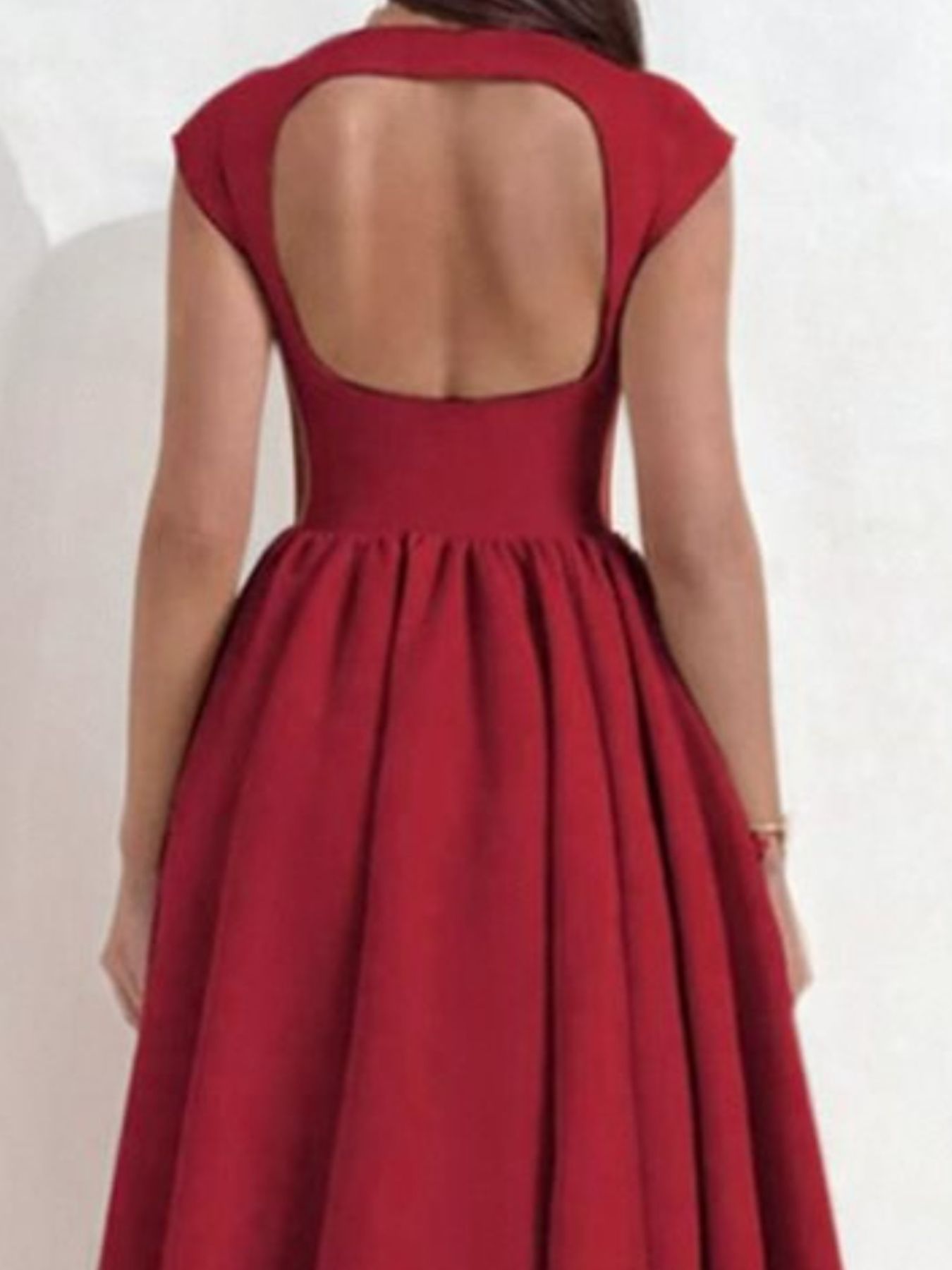 Full Size Cap Sleeve A-Line Midi Dress Plus Size