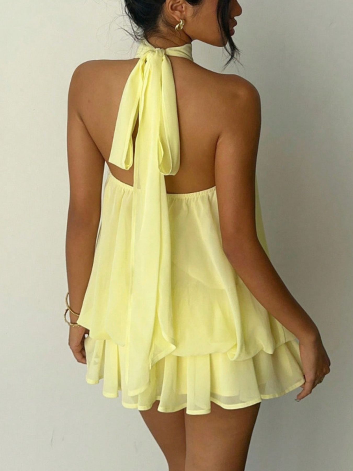 Halter Neck Layered Mini Dress