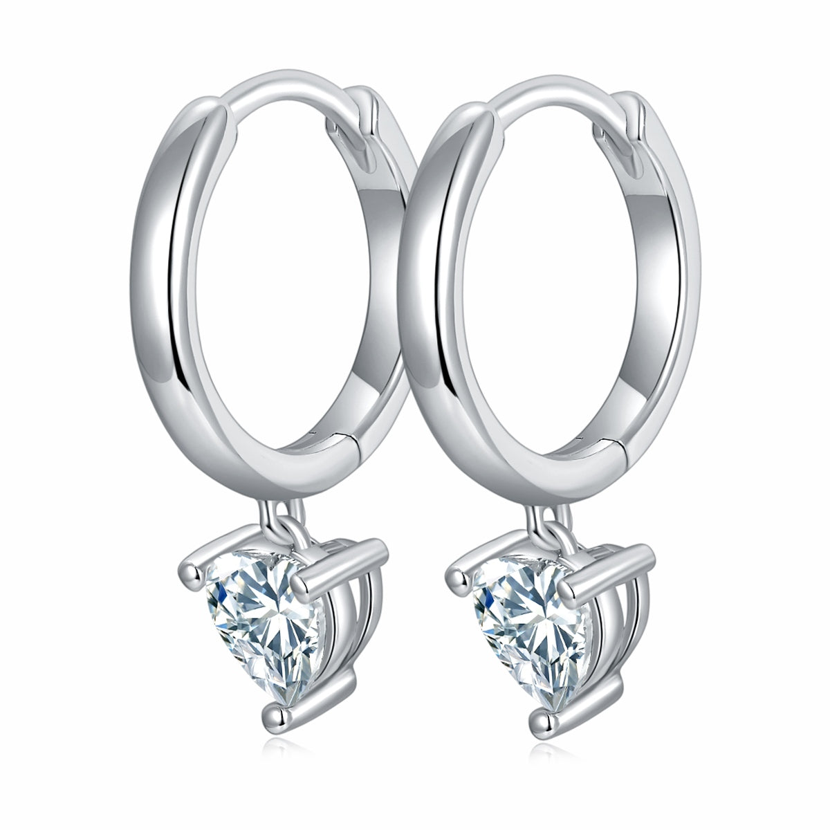 S925 Sterling Silver 5x5mm Heart Shaped Moissanite Hoop Earrings Platinum Plated Dangle Earrings With GRA Certificate Romantic Jewelry Gift Box Set For Women