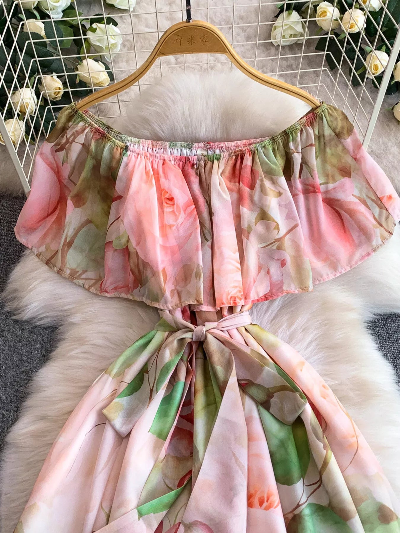 Floral Off-Shoulder A-Line Dress