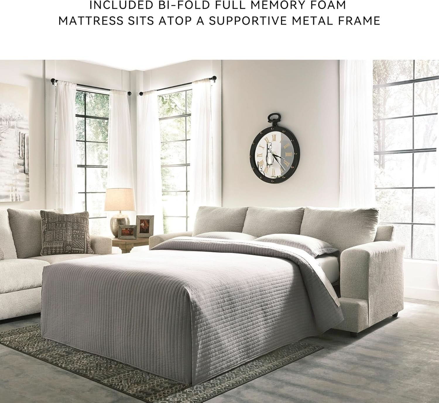 Soletren Premium Chenille Queen Sofa Sleeper White