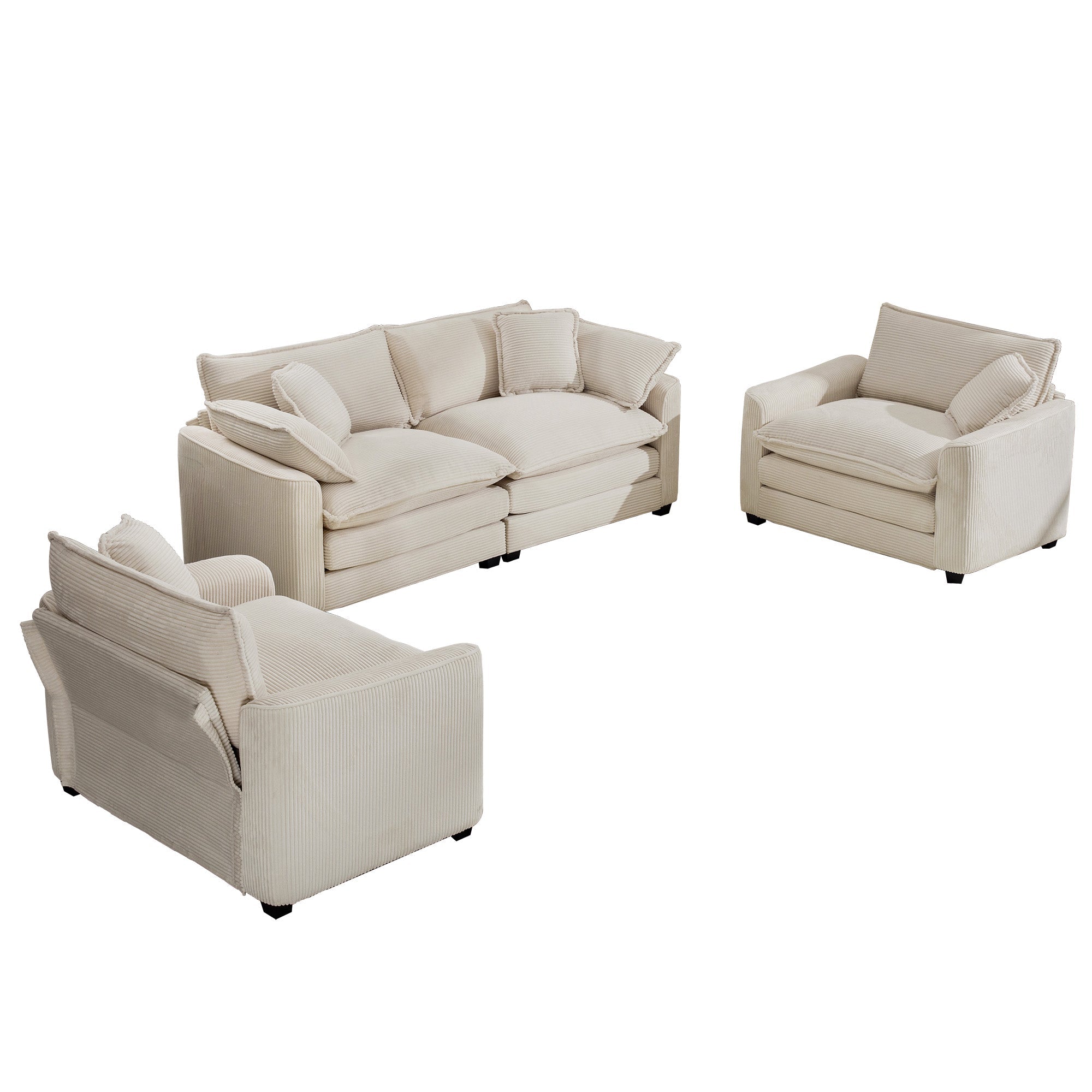 Warm and Cozy Sofa Set with Soft Cushions and Pillows