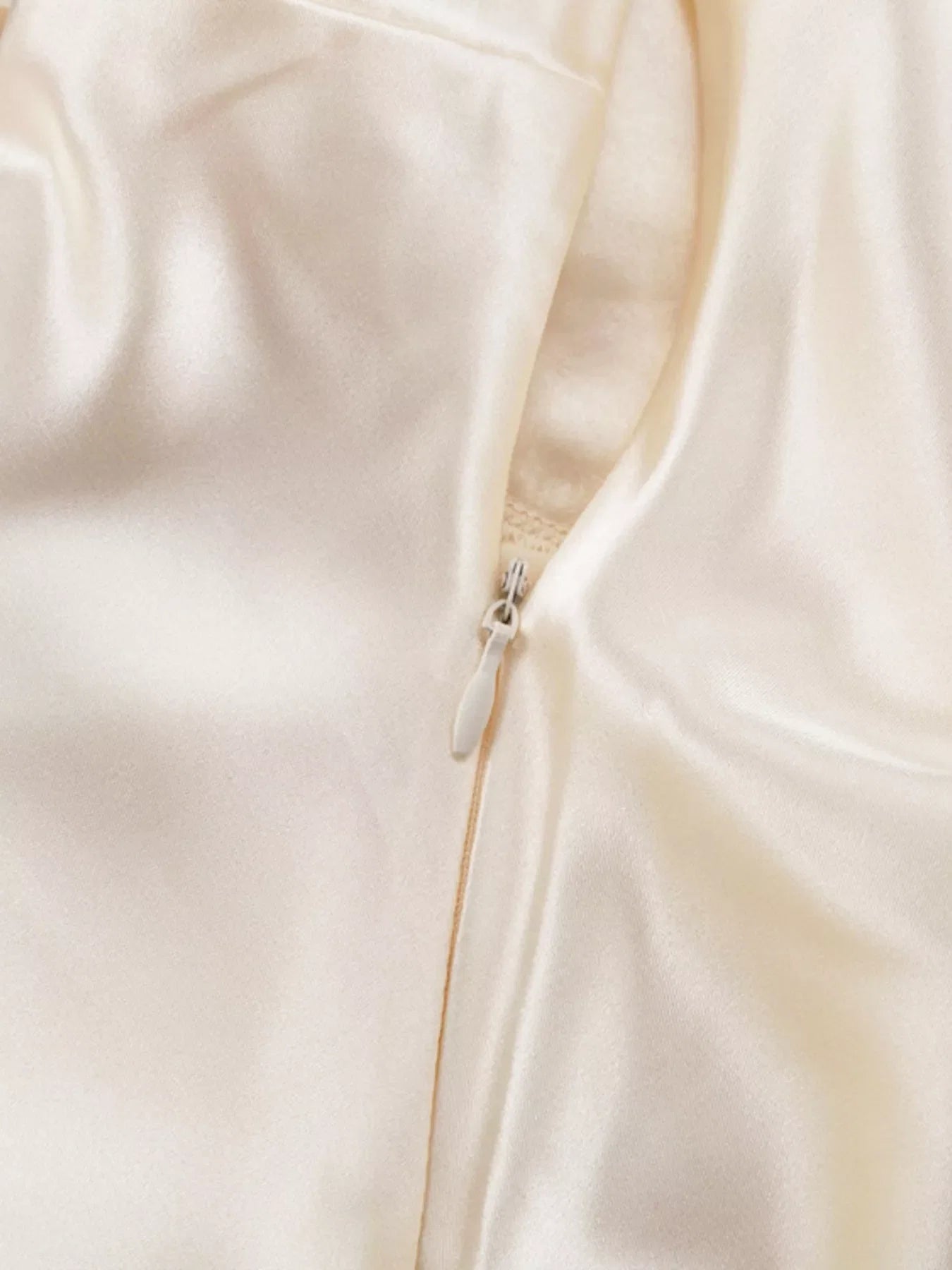 Satin Tie Shoulder Deep V-Neck Dress