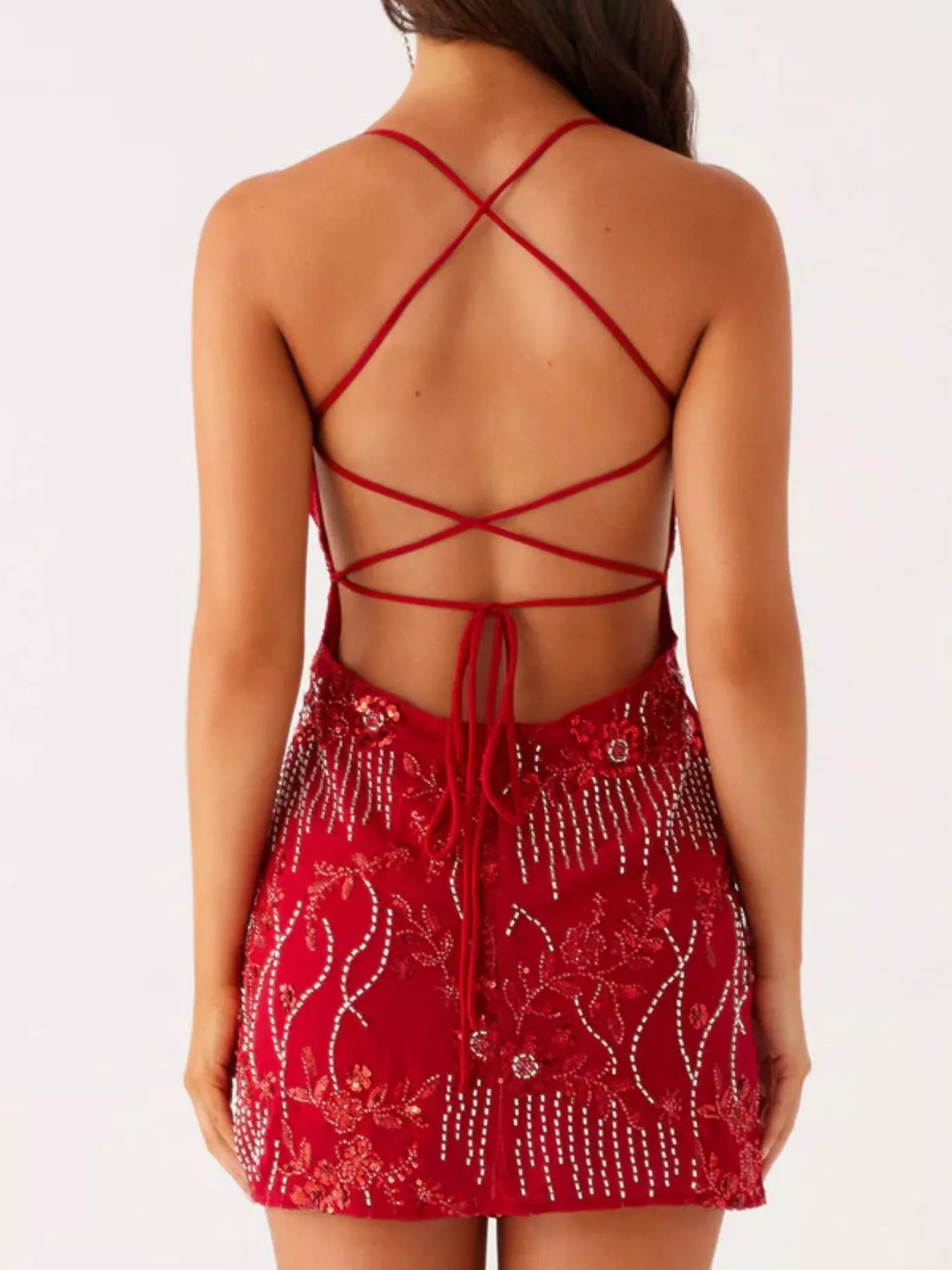 Beaded Floral Mini Dress