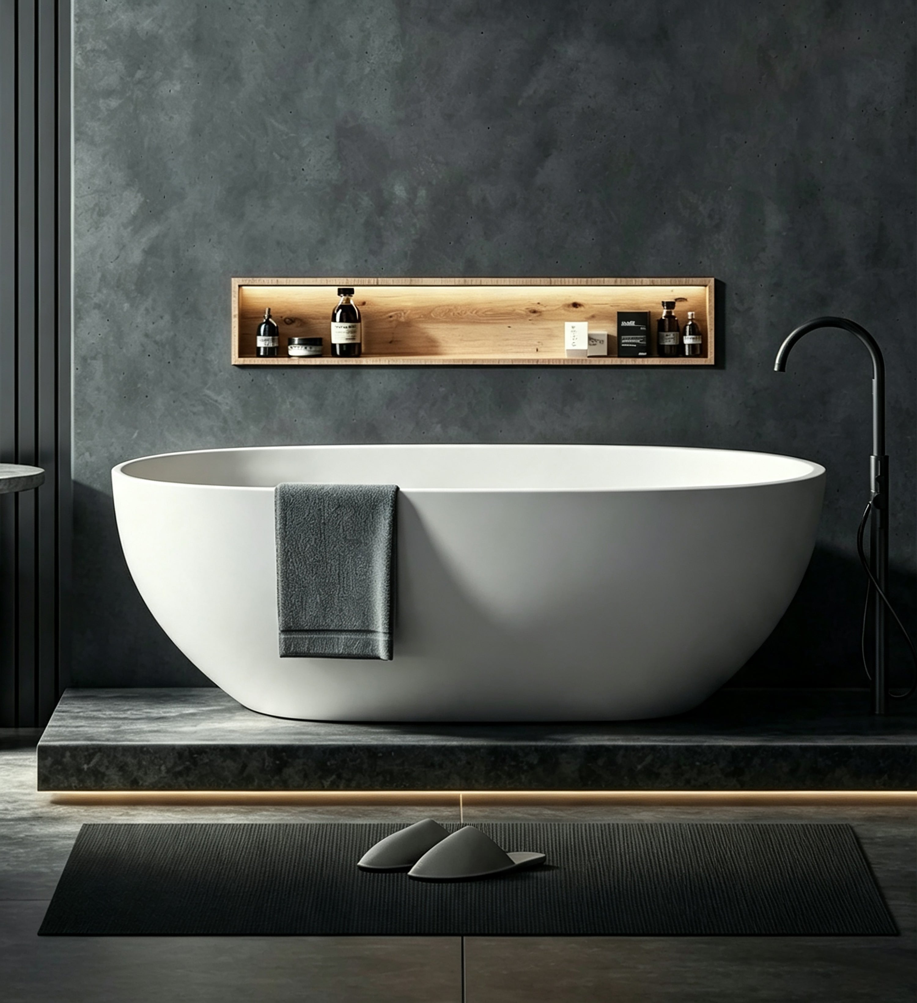 59" Freestanding Bathtub, Oval Shaped Stone Resin Freestanding Tubs