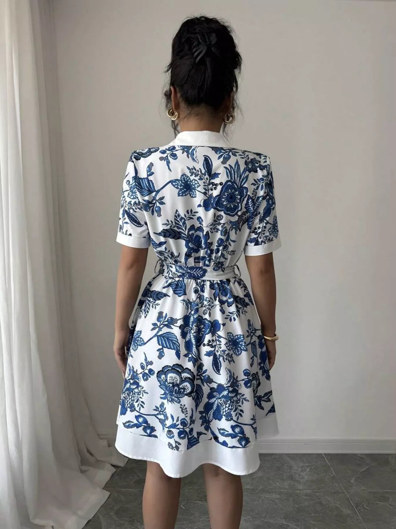 Printed Button Front Mini Dress