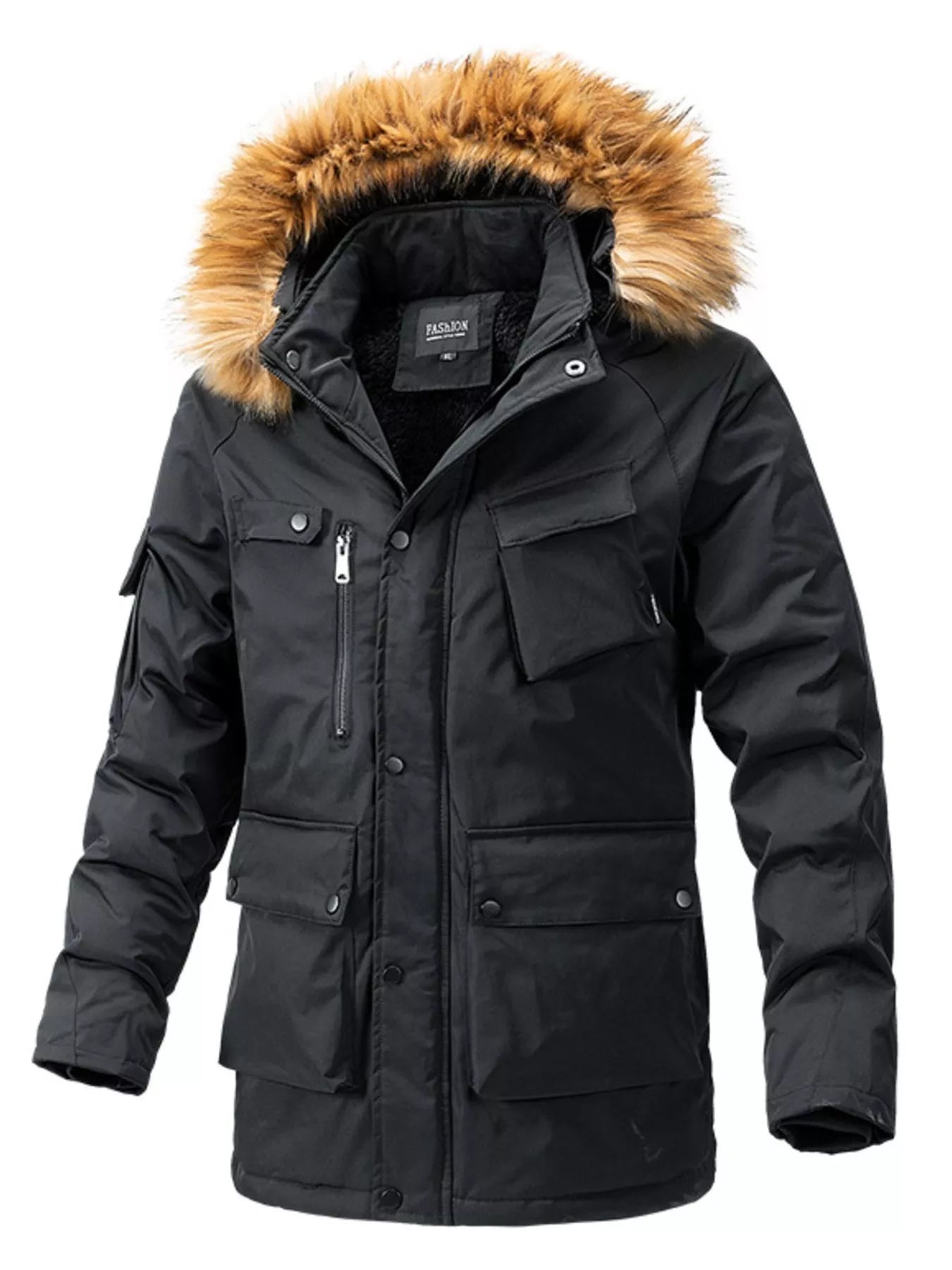 Men's Plus Size Fur Hooded Winter Parka Coat