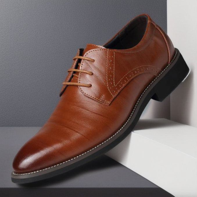 Mens Leather Shoes British-style Pointed-toe Breathable Formal Business Wear