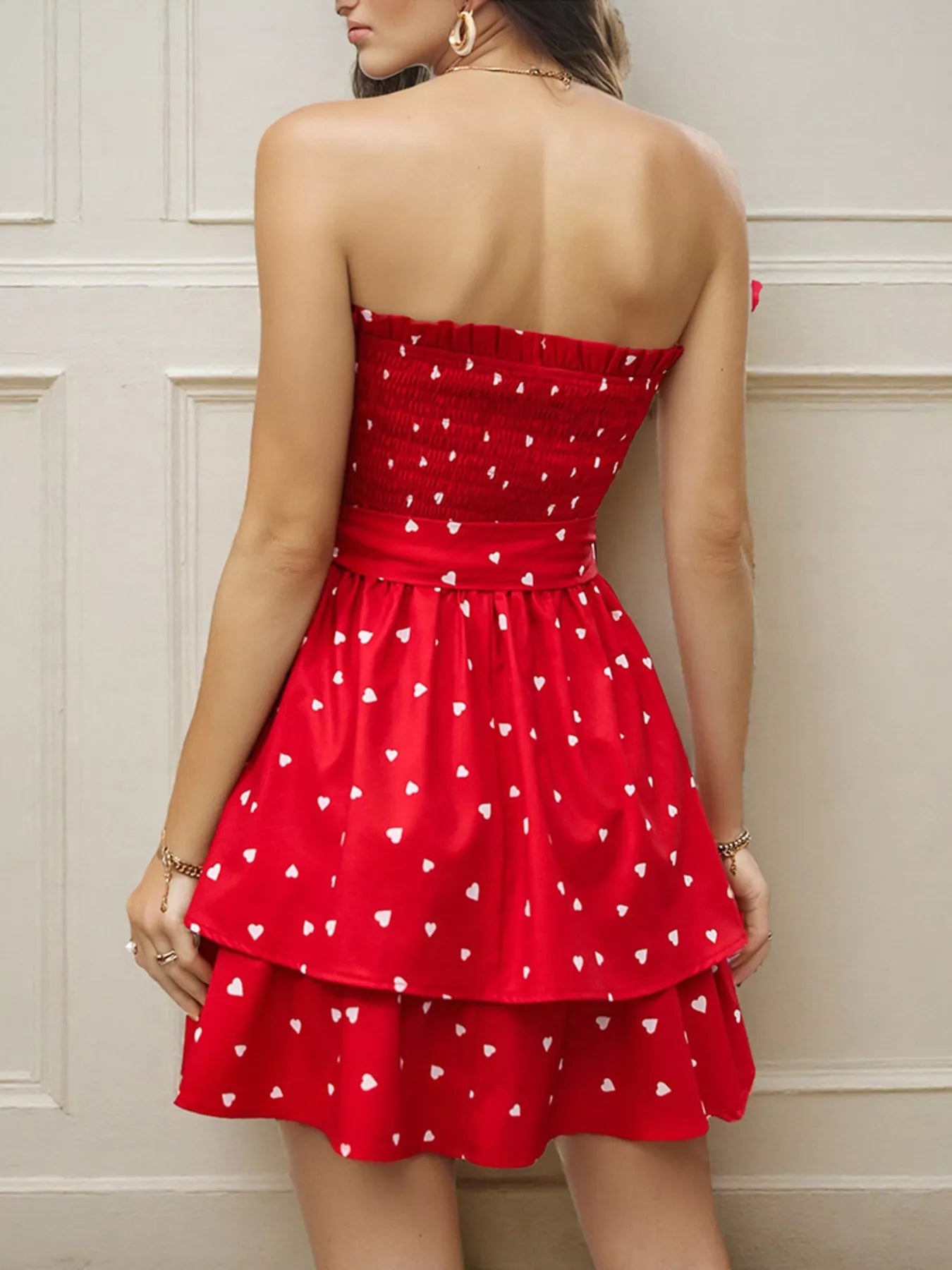 Smocked Layered Tube Mini Dress