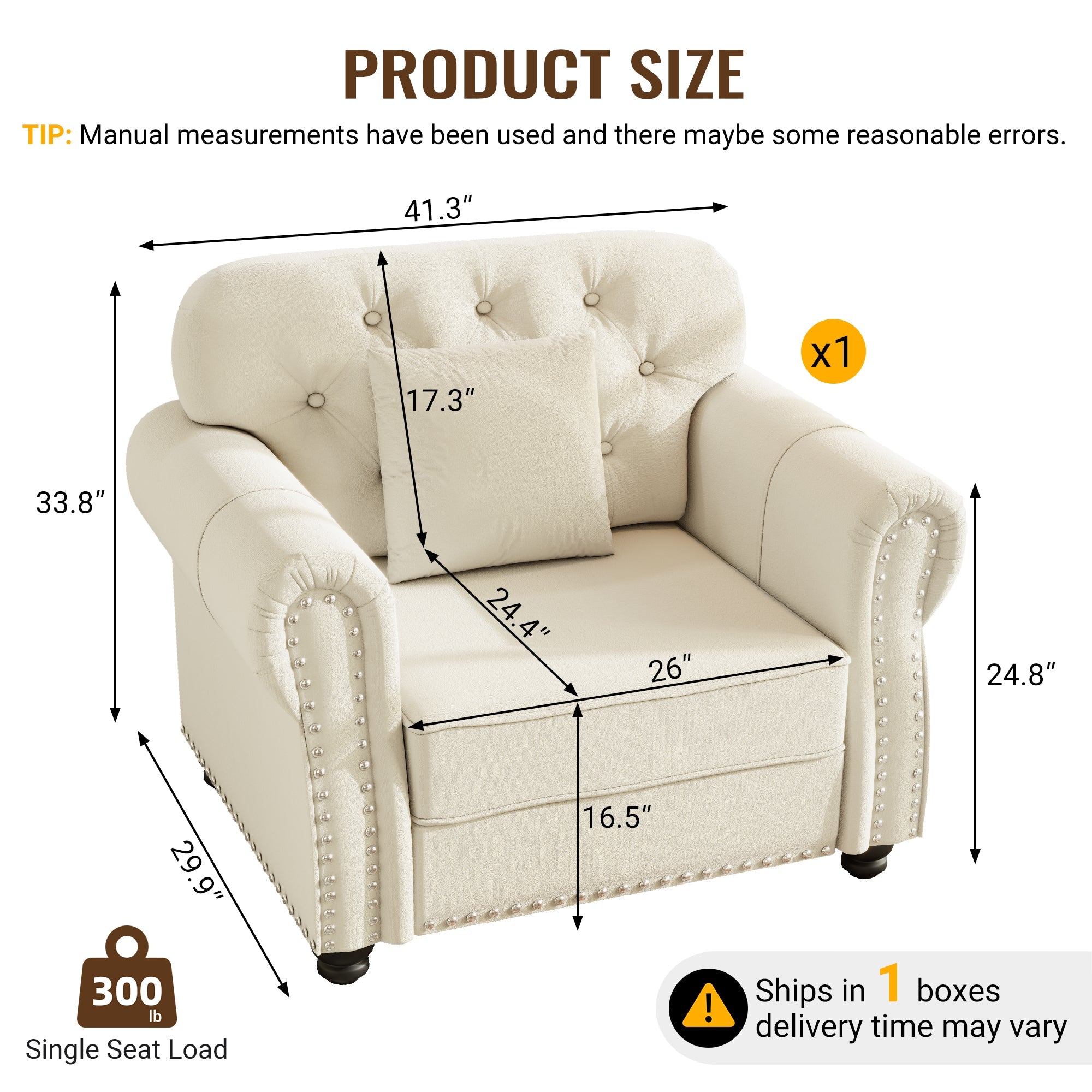 41.3" Upholstered Velvet Sofa with Nailhead Trim