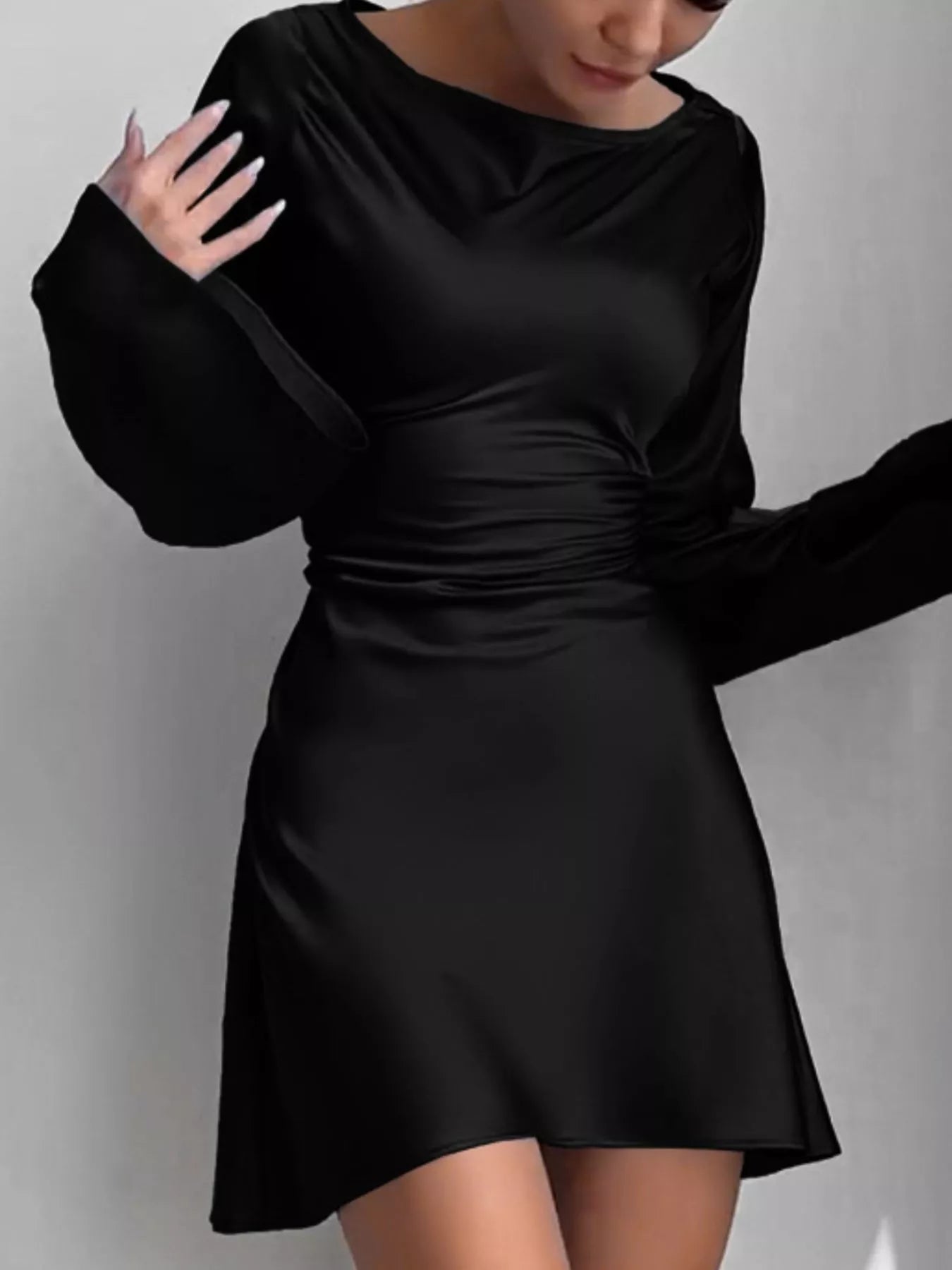 Elegant Mini Dress with Fare Sleeves