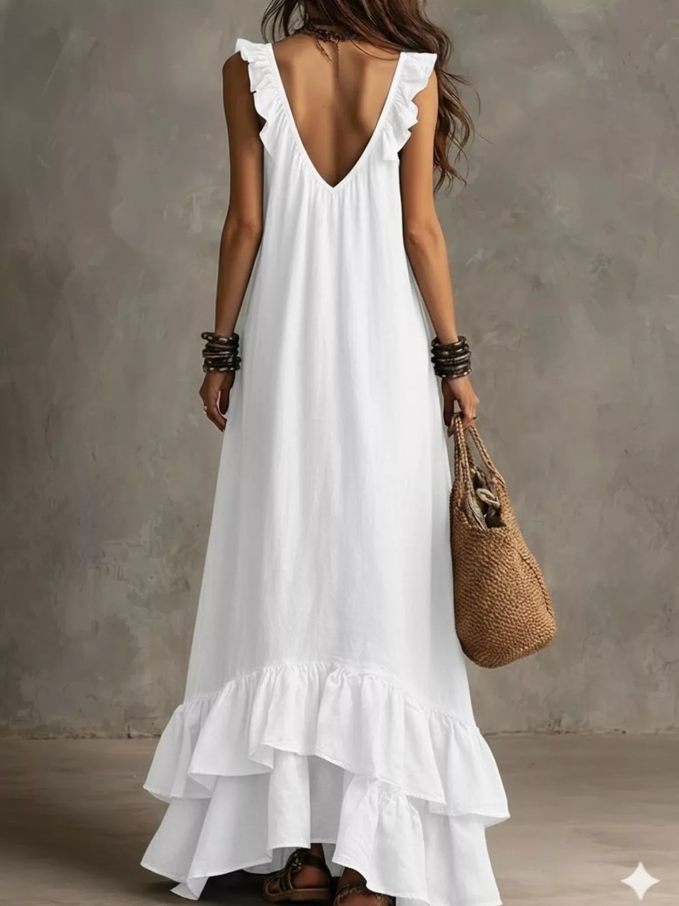 Ruffled Sleeveless Maxi Dress