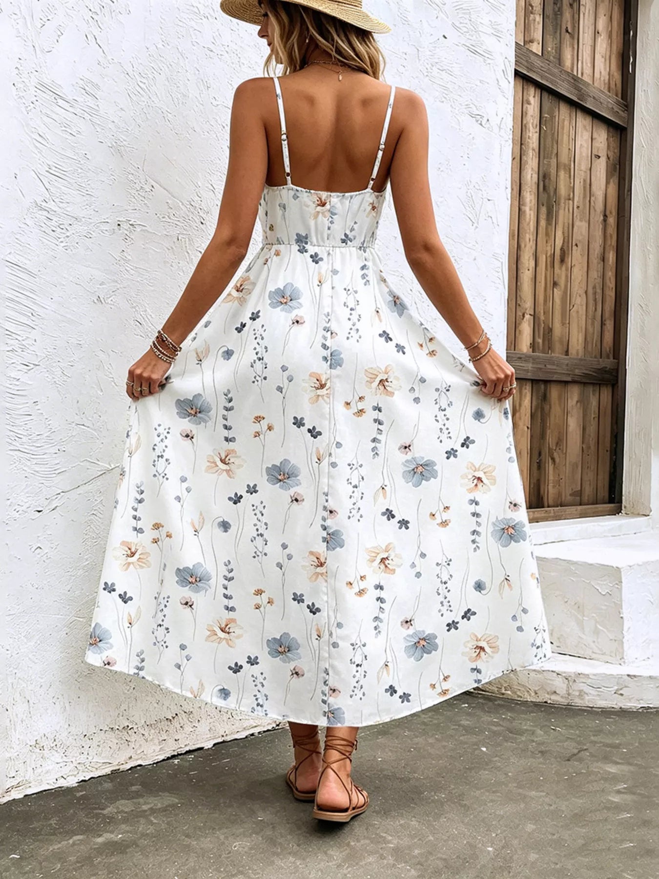 Floral Print Spaghetti Strap Midi Dress