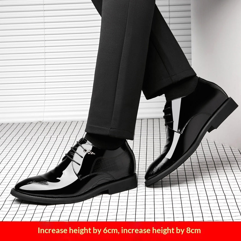 Men's Business Dress Leather Shoes With Hidden Heel