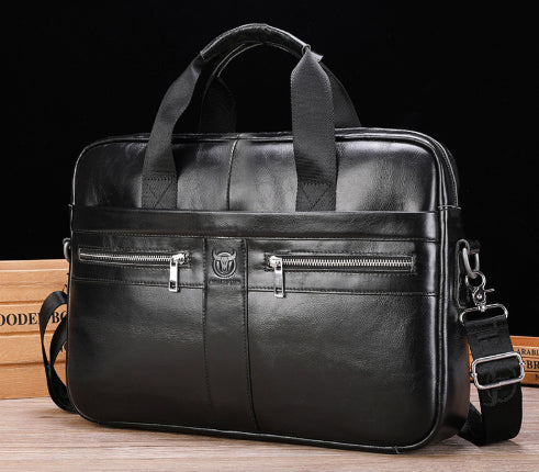 Leather Briefcase For Laptops Made From Full-grain Cowhide Professional Business Bag